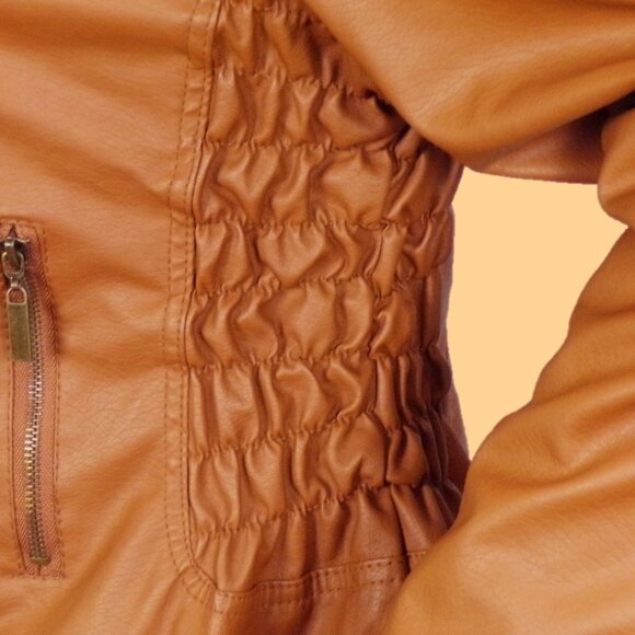 LUCY DIAMONDS size 3X russet-brown faux-leather zip-front jacket PU outer - Picture 13 of 16